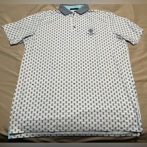 Greyson Trump National Golf Tennis Polo Geometric Print White Logo Mens XL